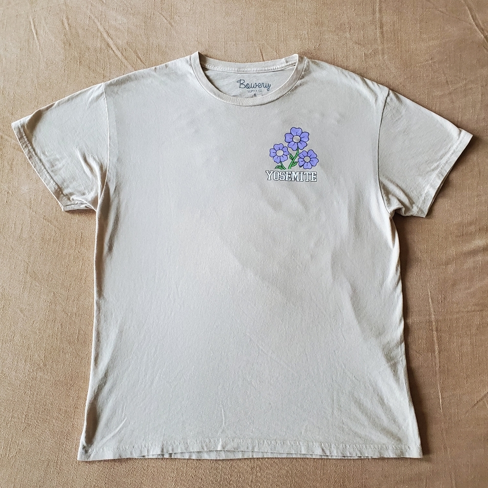 Bowery Supply Co Purple White Flower Yosemite California Shirt Size Large